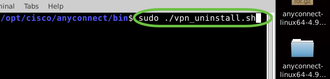 Typ sudo ./vpn_uninstall.sh.