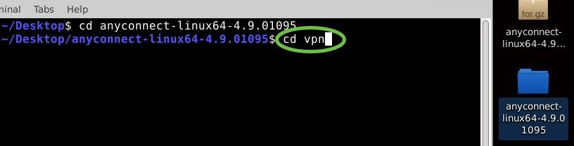 Utilisez la commande cd vpn.