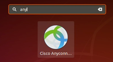 Appuyez sur Super+A sur votre clavier et tapez anyconnect dans la barre de recherche.