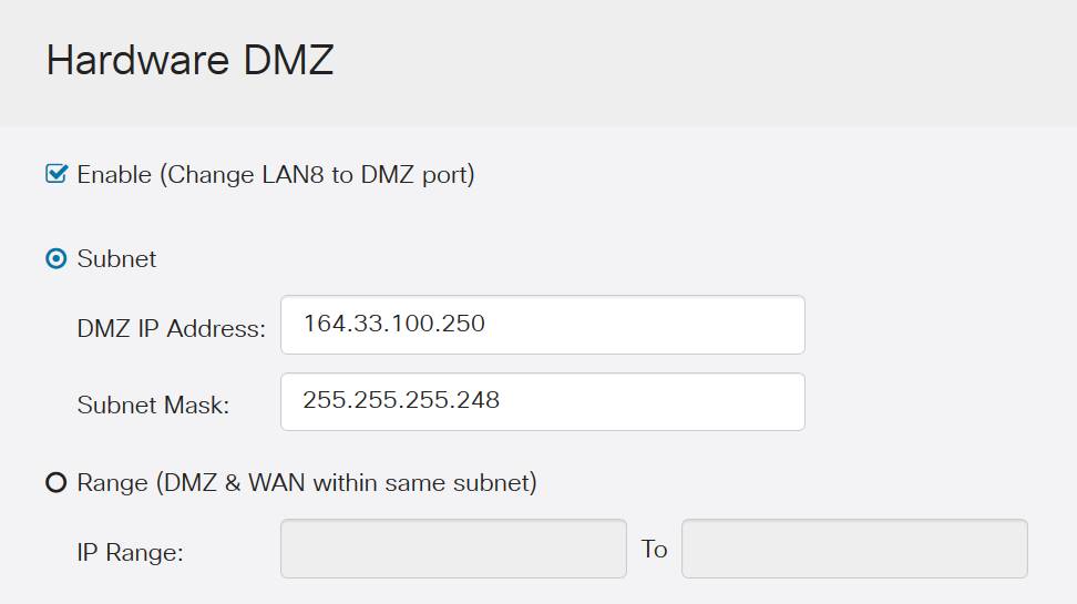 Hardware DMZ with information filled out