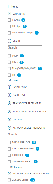 You can choose to apply filters by selecting specific parameters from the options. 