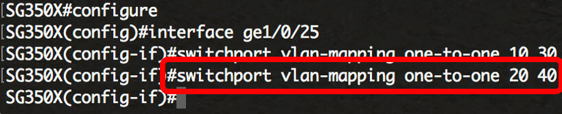 Image of additional VLAN-mapping command.