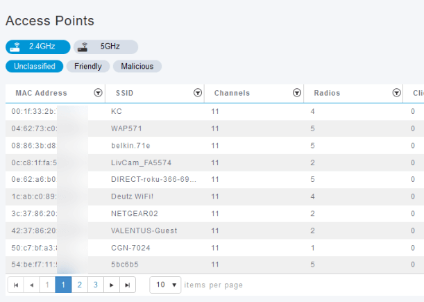 The rogue APs are listed, you can click on any of them to investigate further. 