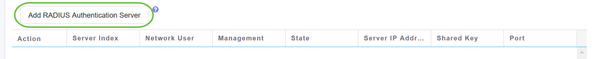 To configure the RADIUS Authentication server, click on Add RADIUS Authentication Server. 