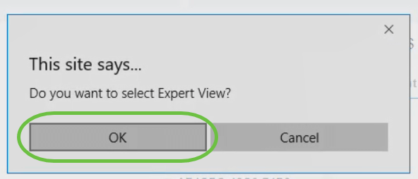 A message is displayed to confirm if you want to switch to the expert view. Click OK. 