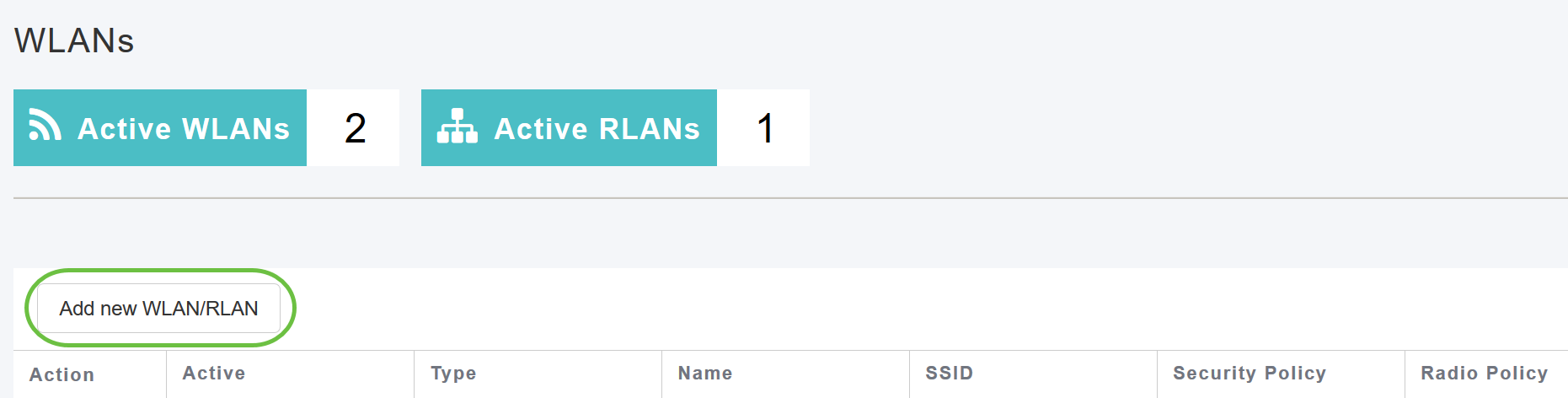 Click on Add new WLAN/RLAN.