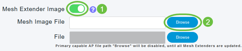 Enable Mesh Extender Image option. Click the Browse button adjacent to the Mesh Image File field, navigate to the folder having the unpacked ZIP file contents, and choose the appropriate software file.