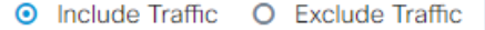 Click on a radio button to choose whether to include or exclude traffic when applying the split tunneling.