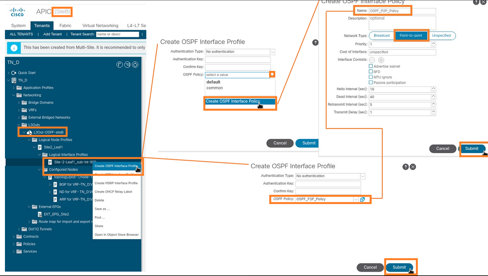 Configure Intersite L3out With ACI Multi-Site Fabrics - Create the OSPF Policy