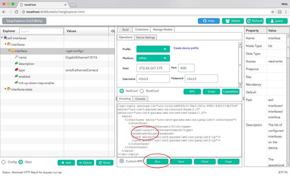 Run is Selected to Send It to the Catalyst 3850