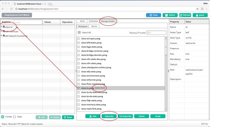 Subscribe to the cisco-ia.yang Data Model