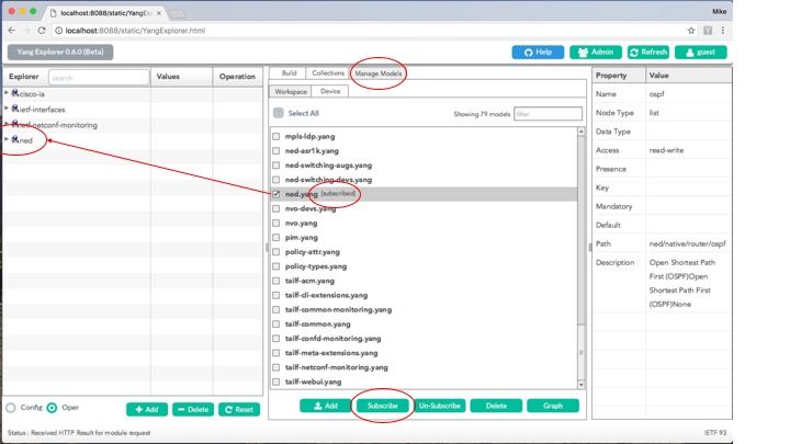 Suscríbase al modelo de datos ned.yang