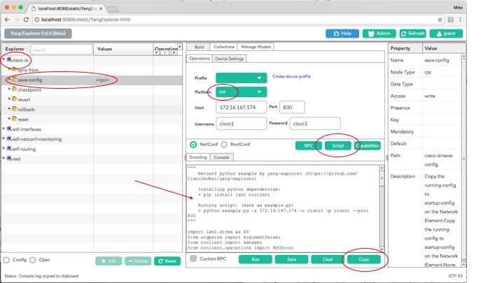 save-config Operation is Selected