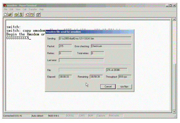 Iniciar transferência de Xmodem