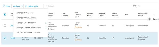 Select the Switch that needs License Changed