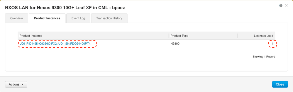 CSSM - Ejemplo 1 de detalles de licencia