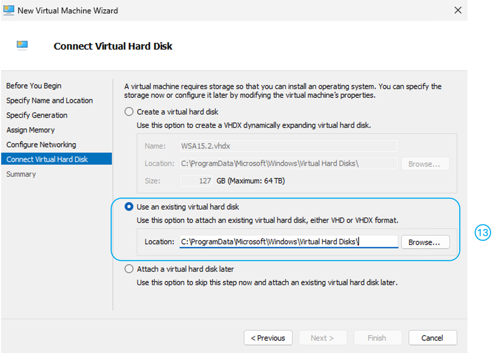 Image - Use an Existing Virtual Hard Disk