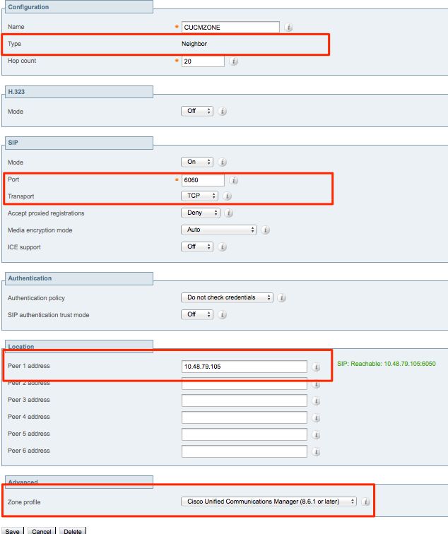 EXP NEIGHBOR CUCM TCP