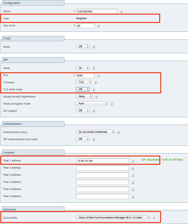 EXP NEIGHBOR CUCM TLS No Verify