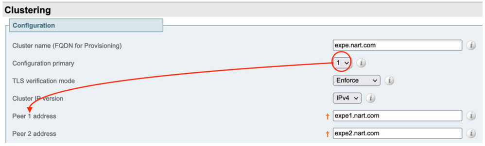 Expressway/VCS cluster upgrade - Clustering page to verify the primary peer