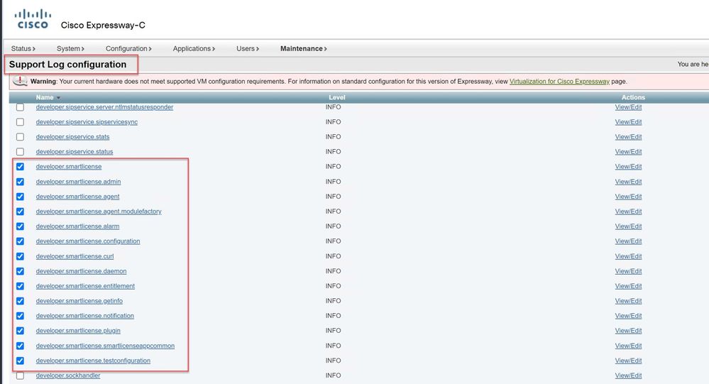 Expressway Support Log Configuration Debugs