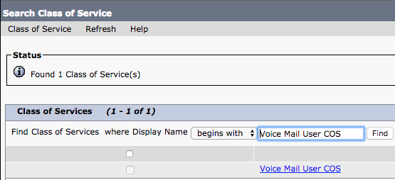 Class of Service configuration