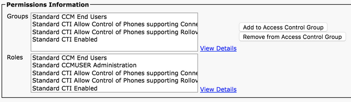 End User configuration - Assigned Roles