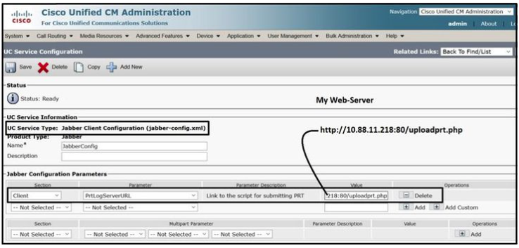 Jabberクライアント設定(jabber-config.xml)でWebサーバの詳細を設定します。