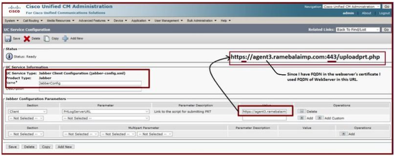 Jabberクライアント設定(jabber-config.xml)でWebサーバの詳細を設定します。