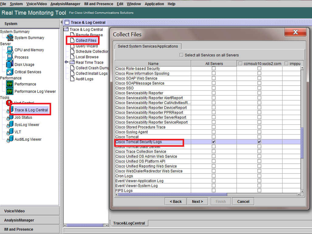 First Page of RTMT Log in