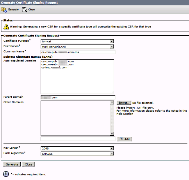 It auto-populates the SAN Domains and the Parent Domain