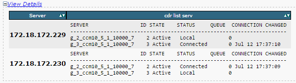 Troubleshoot CUCM db Replication - Example of Service List Output