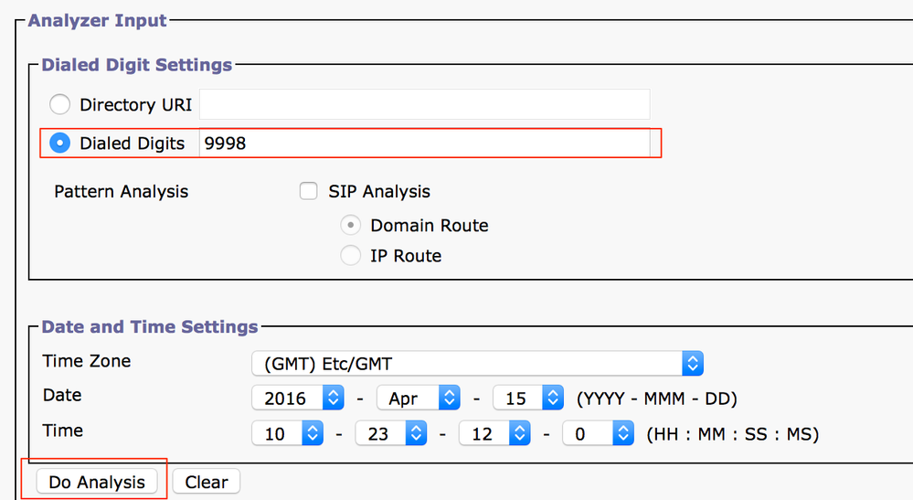 Set up the Dialed Number Analysis for the Directory Number of the Desk Phone