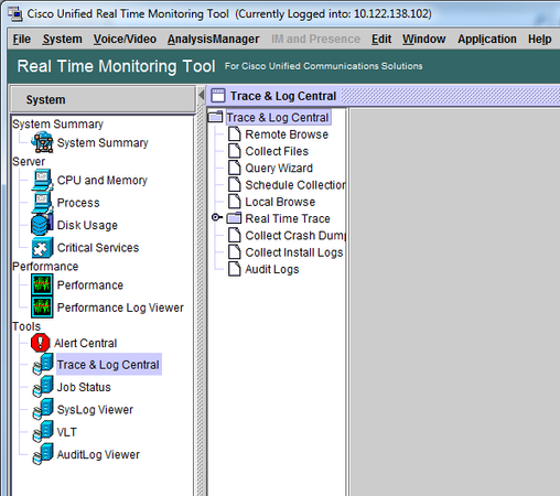 RTMT - Trace and Log Central Crop