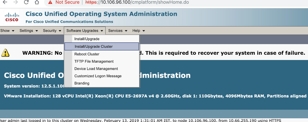 cluster upgrade option