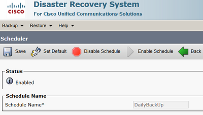 Configure Backup and Restore from GUI - Scheduler enabled