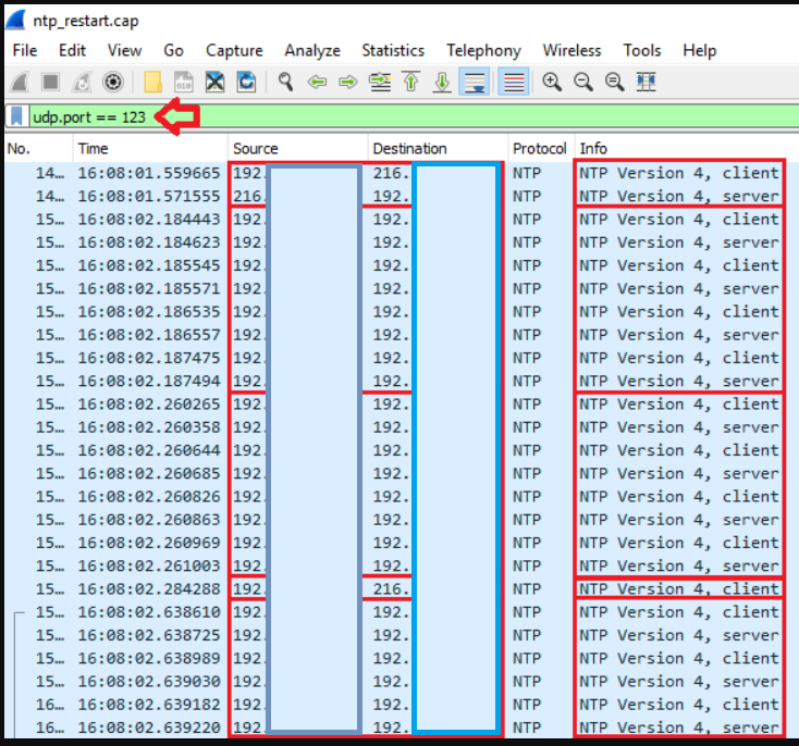 udp port 123 Paketerfassung