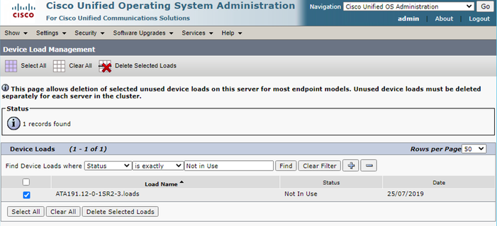 Device Load Management Screen