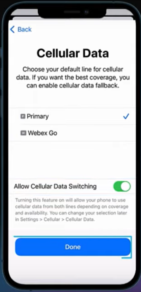 Configure Default Lines for Cellular Data