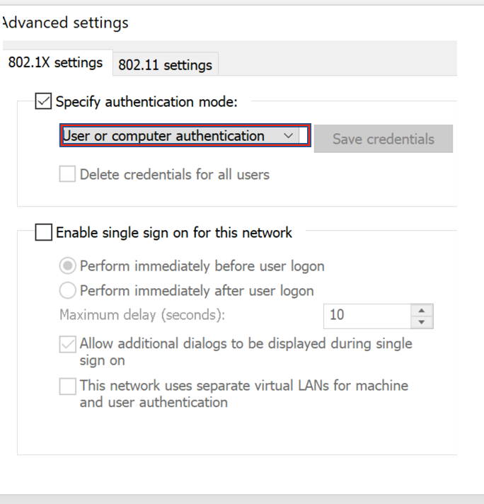 Choose User or Computer Authentication