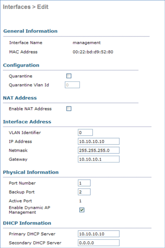 27_2500 Configuration des adresses d'interface WLC