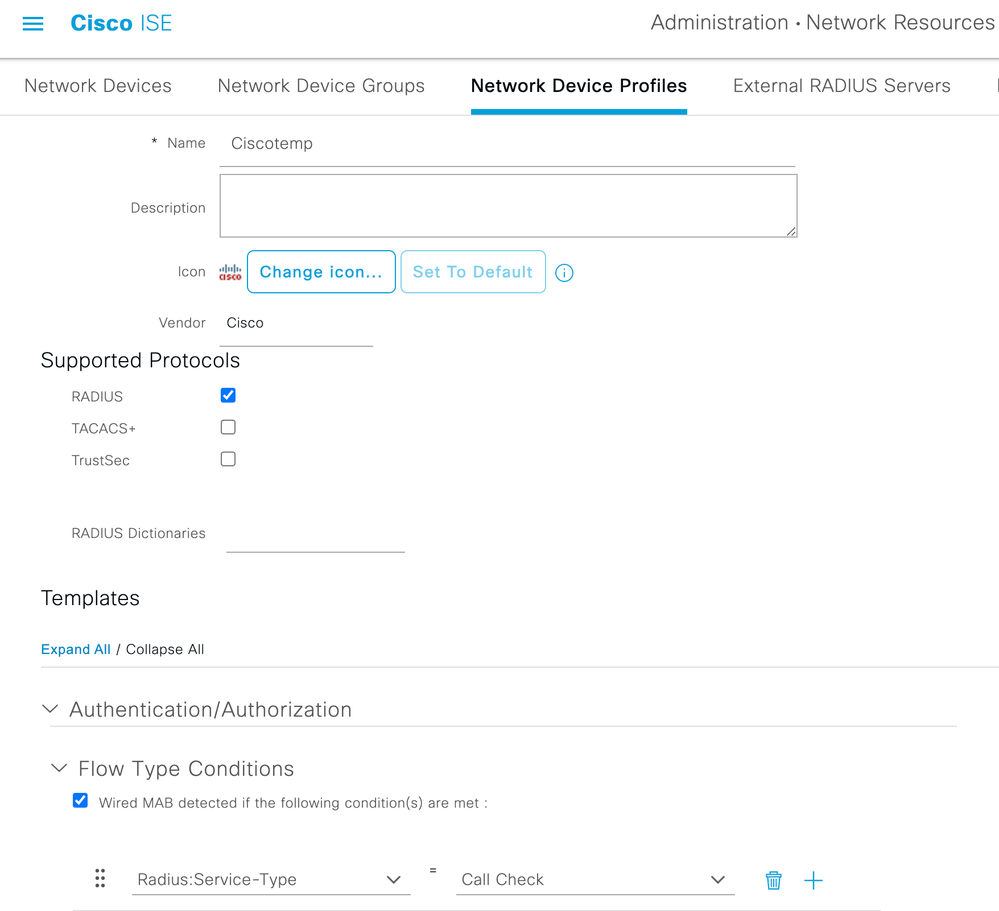 ISE Supported Protocols Page