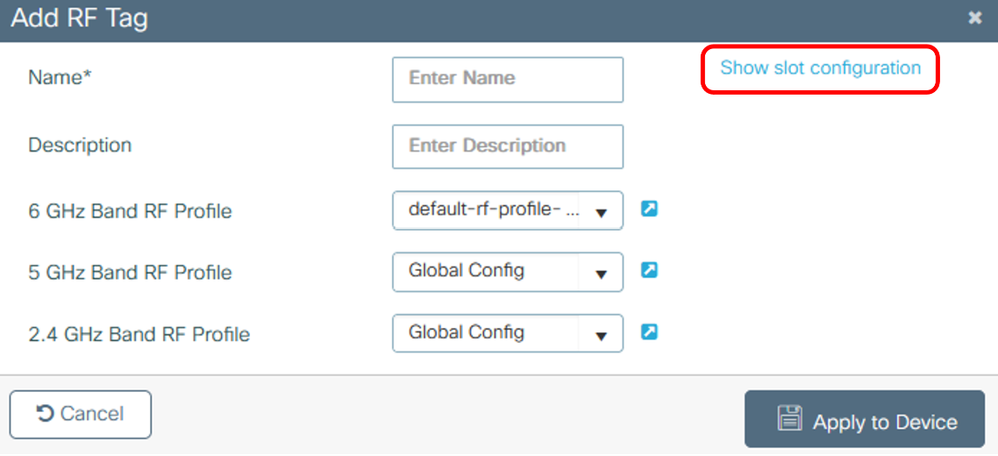 Show slot configuration inside the RF tag