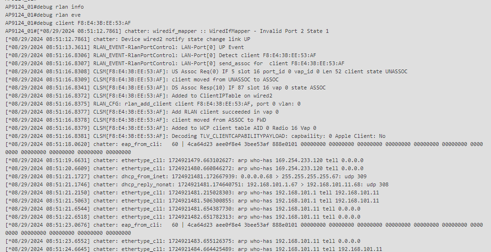 Debugs for Central Switched RLAN