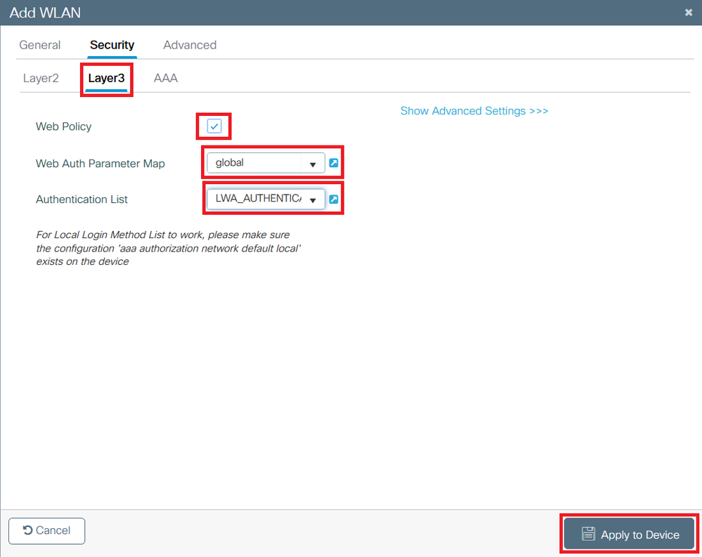 Create the WLAN Authentication List