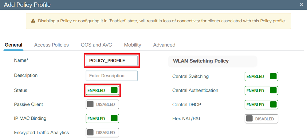 Create a New Policy Profile