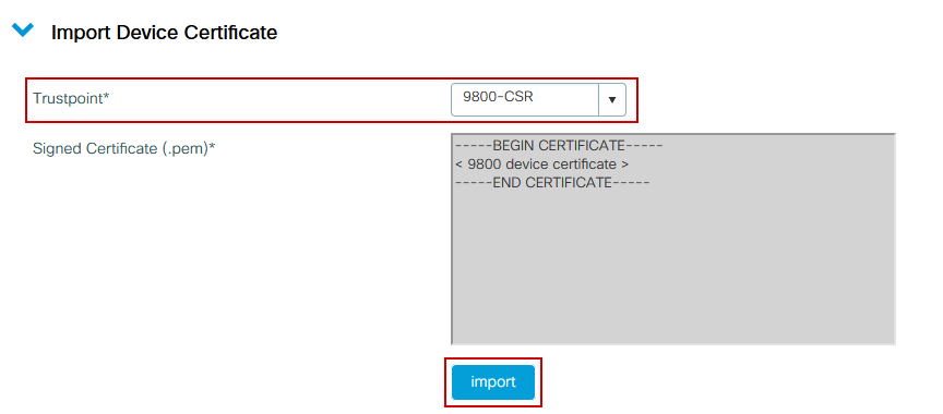 Import Device Certificate