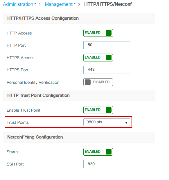 HTTPトラストポイントの設定