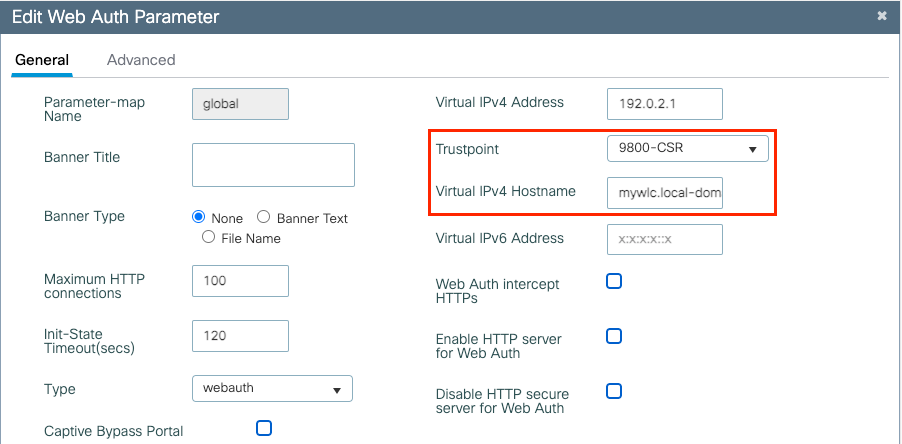 Set the WebAuth Trustpoint