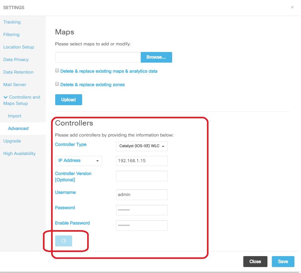 configuración de controladores